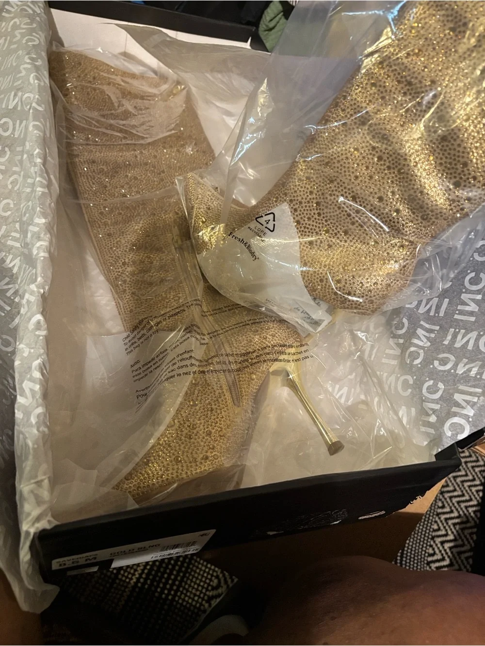 INC International Concepts Gold Sparkle Over-the-Knee Stiletto Boots